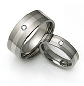 titanium rings with diamonds and platinum inlays