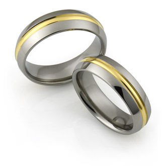 Mens Titanium wedding bands with gold inlays