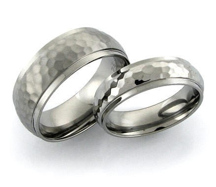 titanium rings with hammer finish