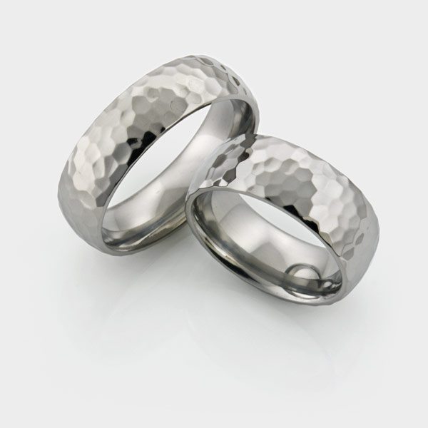 hammered finish titanium wedding bands for couples