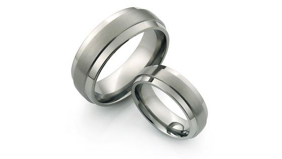 men's titanium rings with raised center design