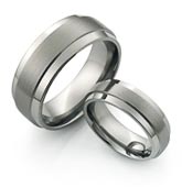 titanium wedding rings with raised center