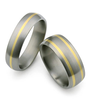 aircraft grade titanium rings with gold inlays