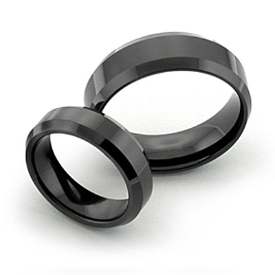 Black titanium rings with beveled sides