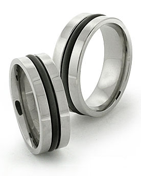 Black inlay titanium rings