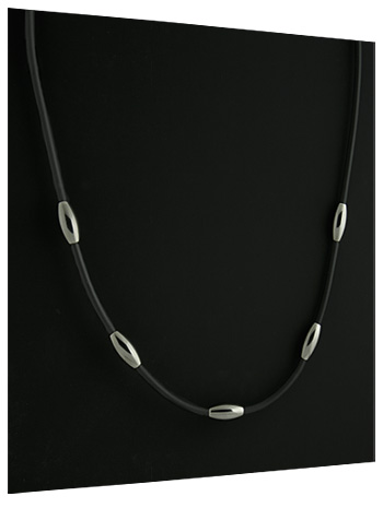 Titanium and Black Rubber Necklace