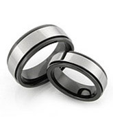 black ceramic rings with tungsten inlay
