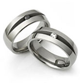 Diamond Titanium Rings with V-Channel Setting