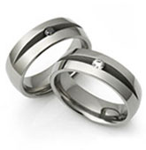 Diamond set Sandblasted channel titanium rings