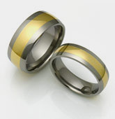 Gold Inlay Titanium Wedding Bands 