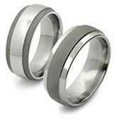 Sandblasted Titanium Ring  w/ Step-Down Sides 