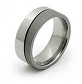 Offset Polished / Sandblasted Ring w/ diagonal groove