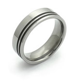 Titanium Rings with Offset Sandblasted Grooves
