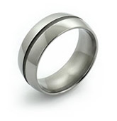 Sandblast finish groove titanium ring