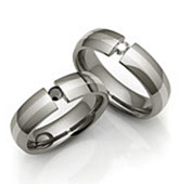 diamond tension titanium rings with inlay