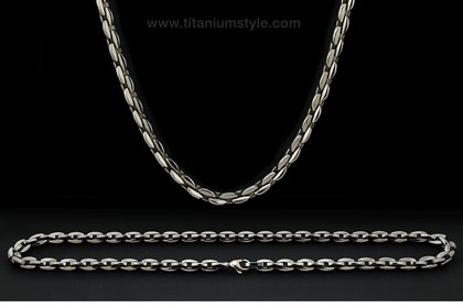 oval box link titanium necklace 