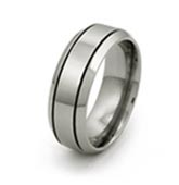 titanium wedding bands with grooves and bevels