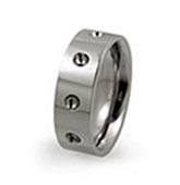 titanium wedding rings with round indentations