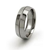 knife titanium rings with center groove
