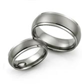 Domed Titanium Wedding Bands with Step-Down Sides 