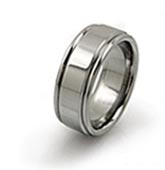 Pipe Cut titanium wedding Band With Rolled Sides