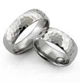 domed hammer finish titanium rings