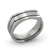 Titanium Squared Top Ring with Two Thin Grooves