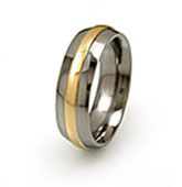 Domed raised gold titanium rings