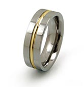 titanium rings with gold wire inlay