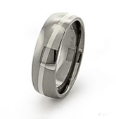 titanium ring and platinum or white gold diagonal inlay
