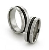 black rubber titanium ring