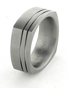 Titanium Wedding Ring Square design with grooves