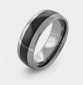 Tungsten Ring with Blac Ceramic Inlay