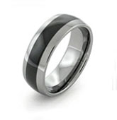 wide inlay tungsten rings