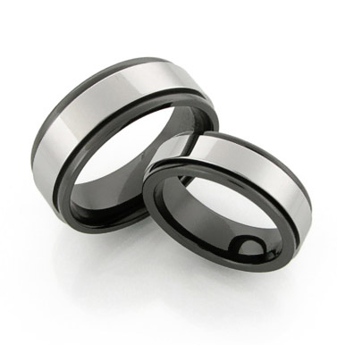 black ceramic and tungsten rings