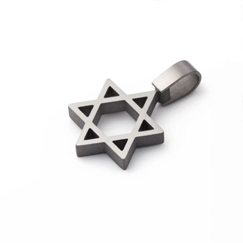 brushed finish titanium star of  david