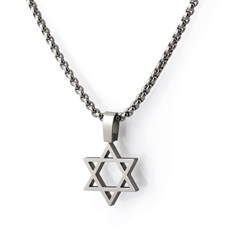 Modern Titanium Star Of David Necklace