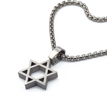 polished finish titanium magen david necklace