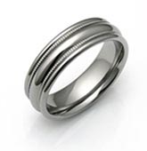 three rolls titanium rings with milgrain detail