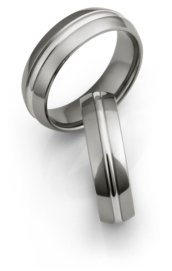 titanium rings with platinum inlays