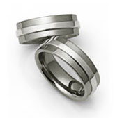 titanium and flat white gold rings